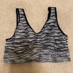 Gray and black sports bra